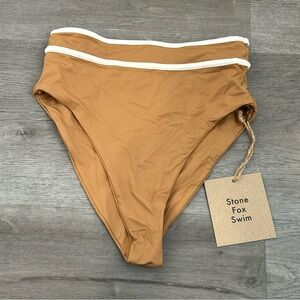NWT stone fox swim juniper bottom brown tan bikini size high waisted xs